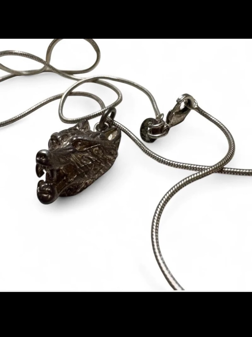 Vintage mystical lycanthrope wolf .925 Sterling Silver Wolf pendant 18inch chain